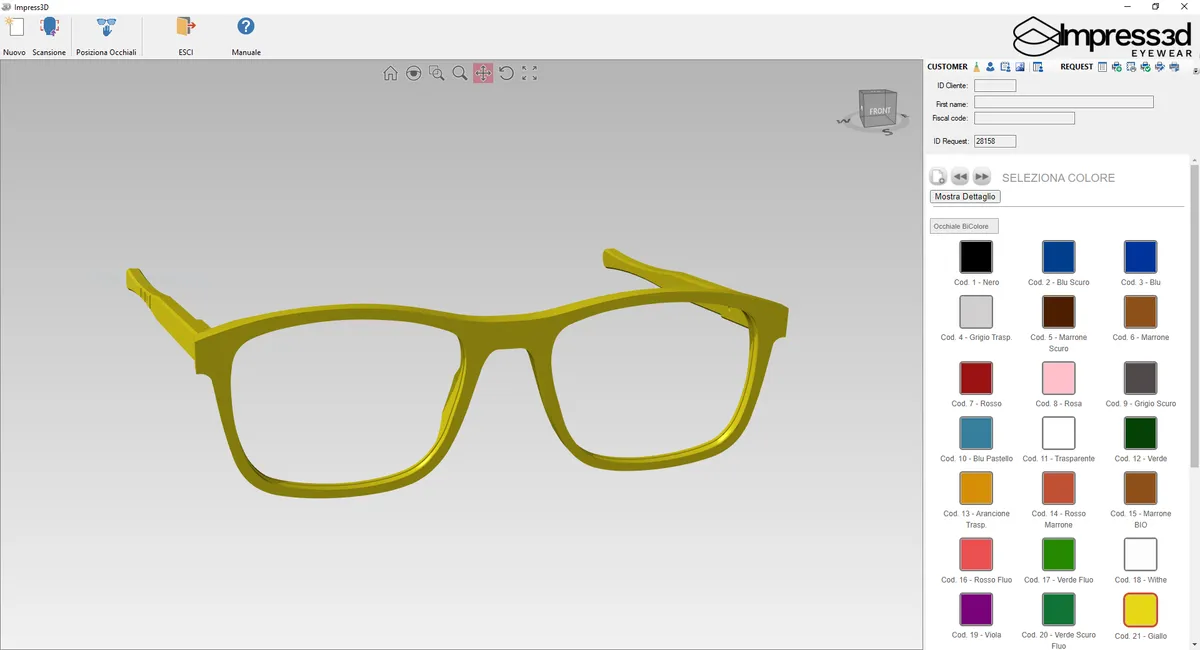 Digital workflow for opticians: screenshot of the IMPRESS3D software